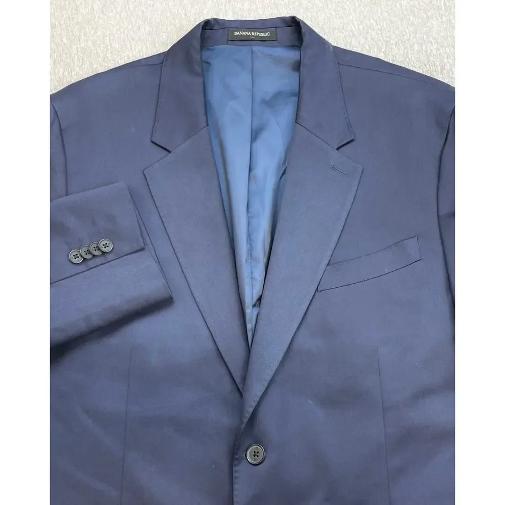 Banana Republic Blazer Mens 46R Navy Blue Stretch 2-Button Single Breast Lined